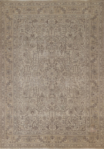 Distressed Geometric Tabriz Persian Area Rug 7x10