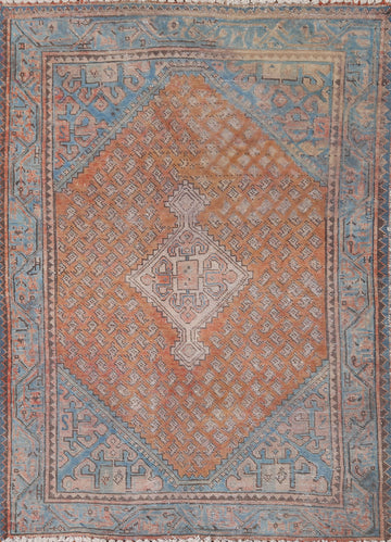 Distressed Boteh Botemir Persian Rug 4x5
