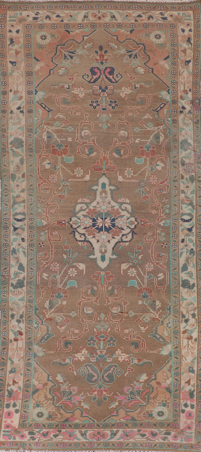 Vintage Brown Mahal Persian Runner Rug 3x9