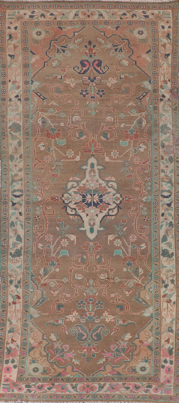 Vintage Brown Mahal Persian Runner Rug 3x9
