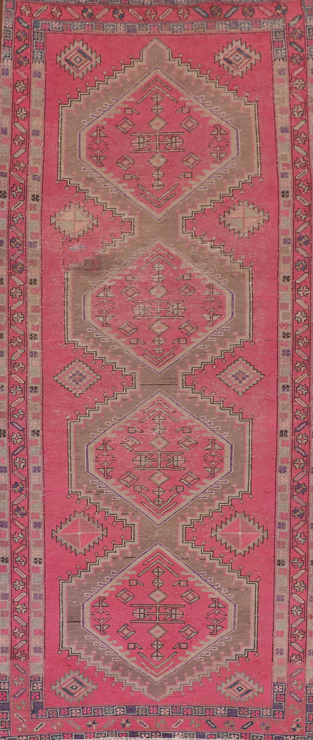 Over-Dyed Pink Ardebil Persian Runner Rug 4x10