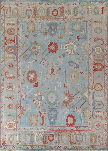 Light Blue Oushak Living Room Rug 9x12