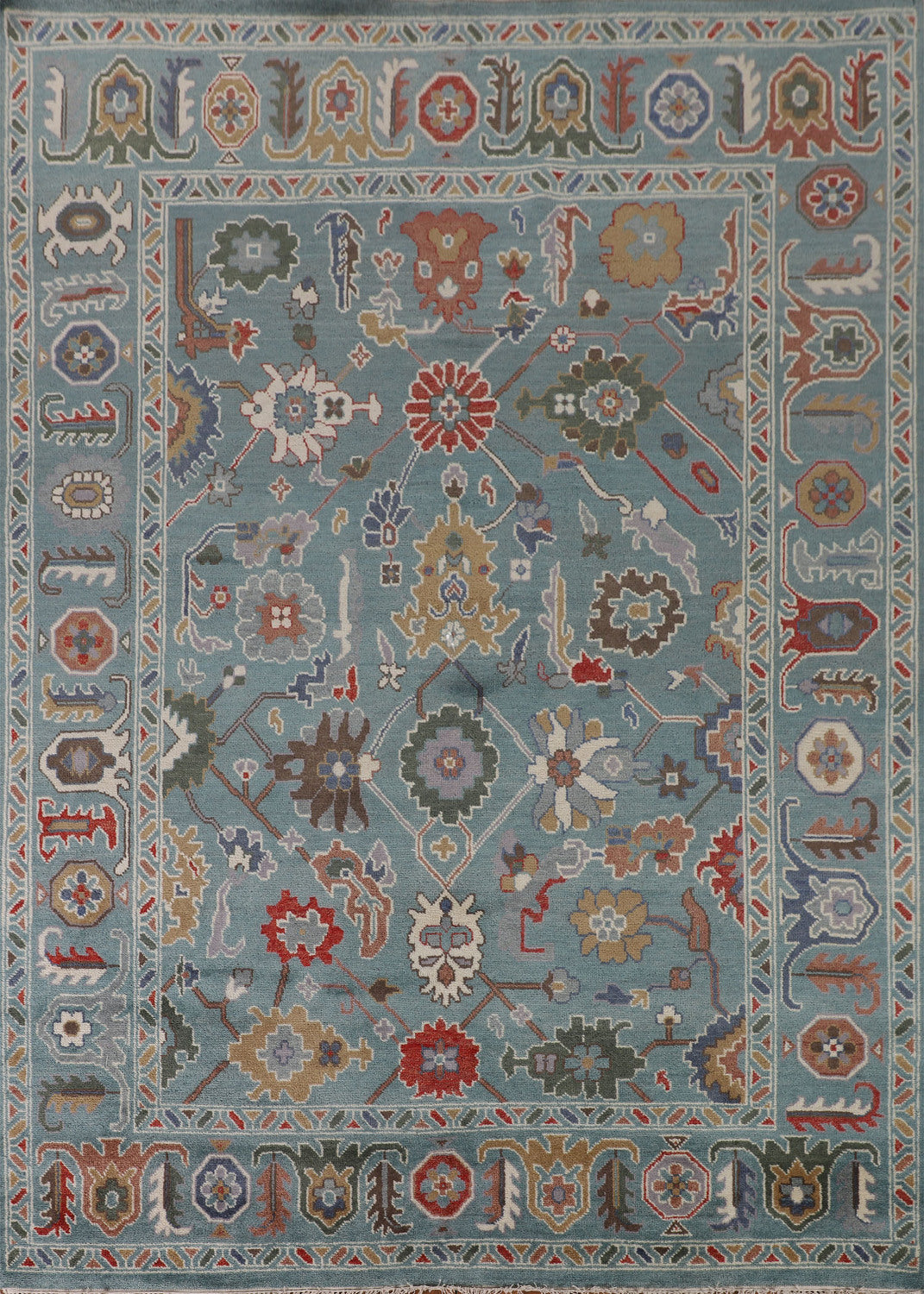 All-Over Blue Oushak Oriental Area Rug 8x10
