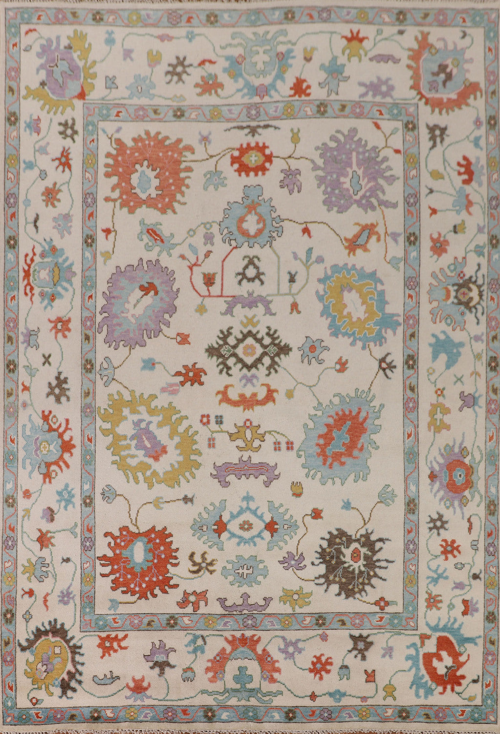 Handmade Floral Oushak Living Room Rug 9x12