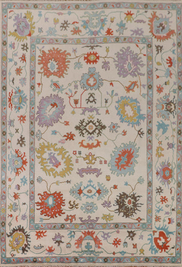 Handmade Floral Oushak Living Room Rug 9x12
