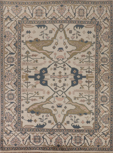 All-Over Ivory Oushak Oriental Area Rug 8x10