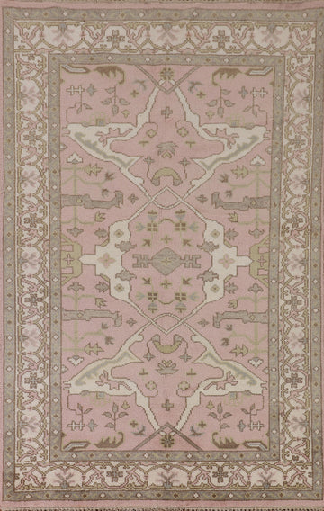Light Pink Floral Oushak Oriental Area Rug 5x8