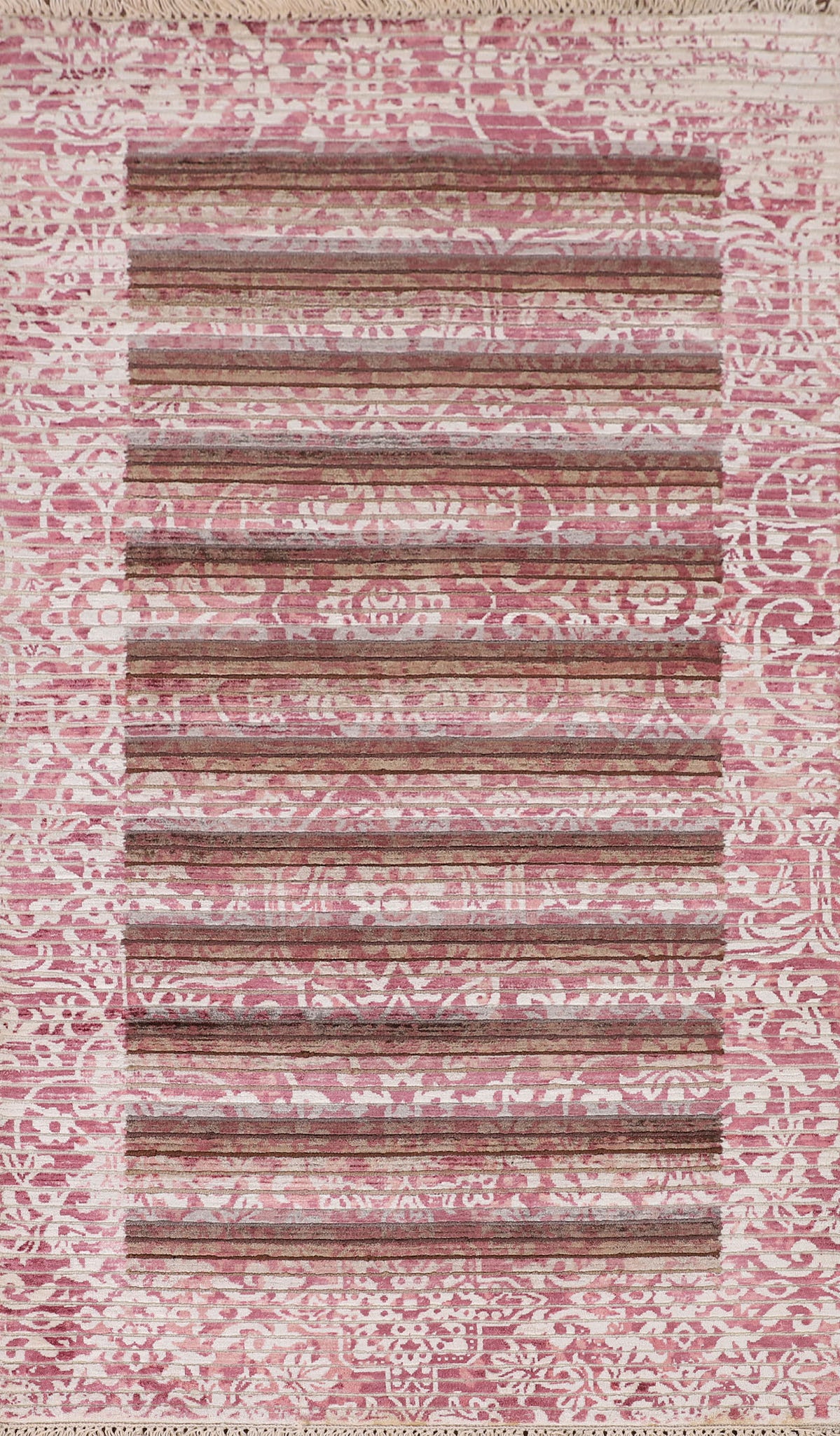 Striped Pink Abstract Modern Rug 3x5