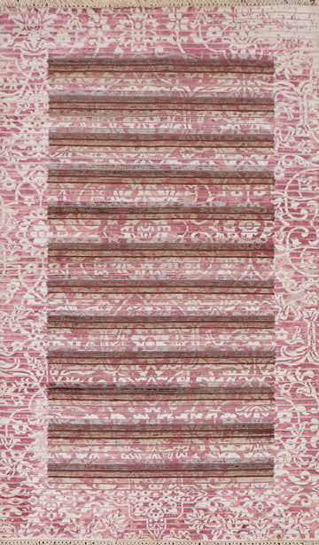 Striped Pink Abstract Modern Rug 3x5