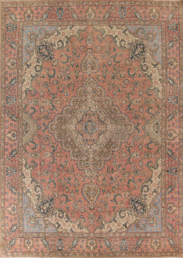 Distressed Wool Tabriz Persian Area Rug 10x13
