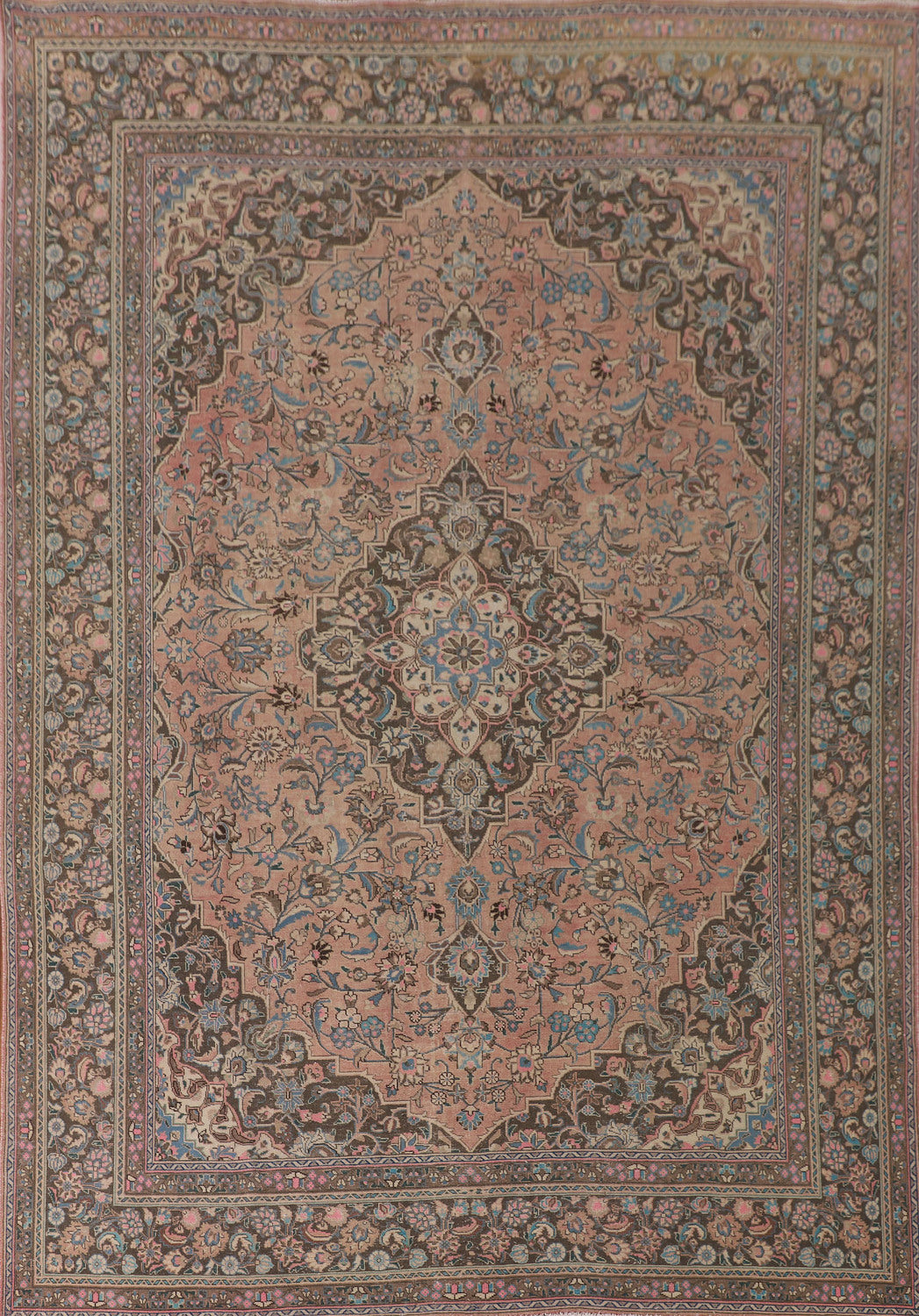 Traditional Pink Mashad Persian Area Rug 10x13