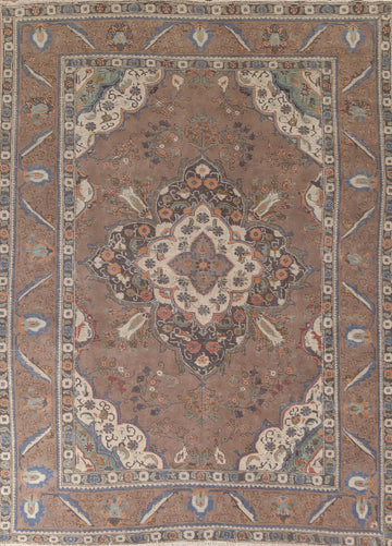 Vintage Brown Tabriz Persian Area Rug 8x11