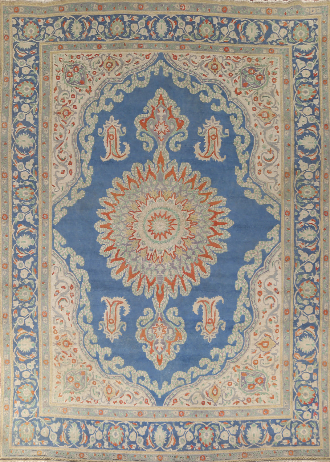 Vintage Blue Tabriz Persian Area Rug 10x13