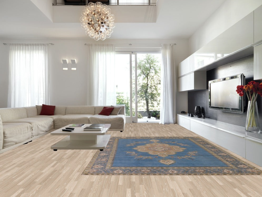 Over-Dyed Blue Tabriz Persian Area Rug 10x13