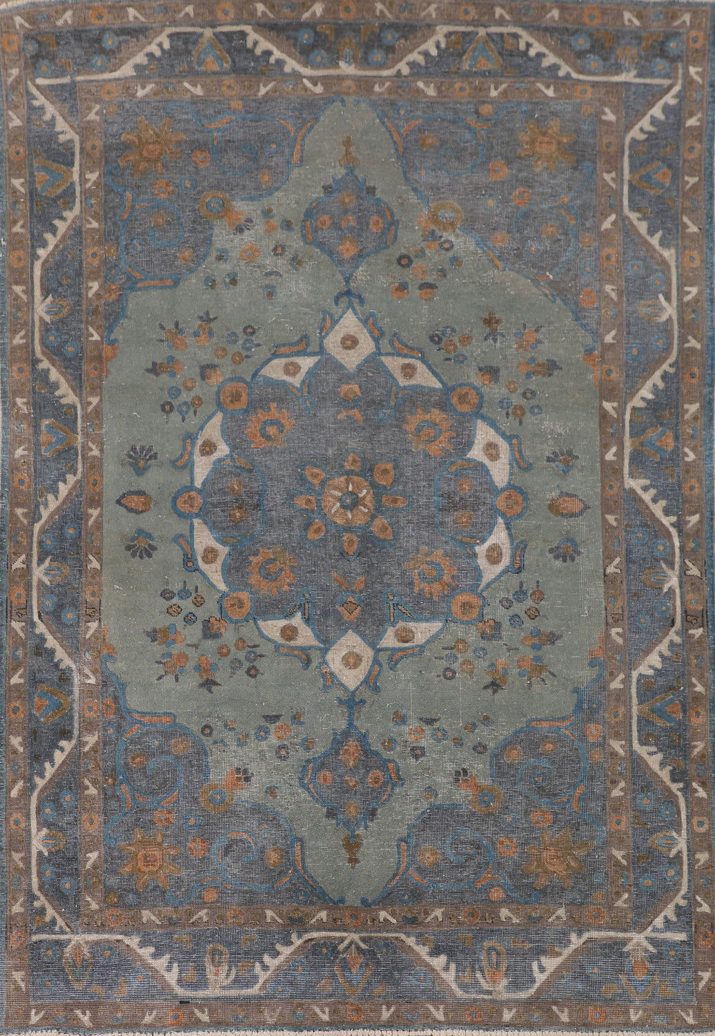 Distressed Over-Dyed Tabriz Persian Area Rug 6x9