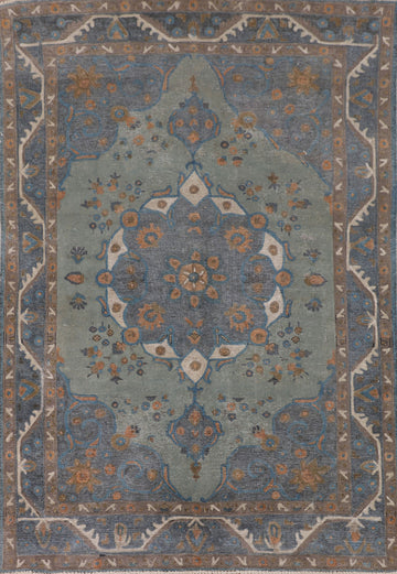 Distressed Over-Dyed Tabriz Persian Area Rug 6x9