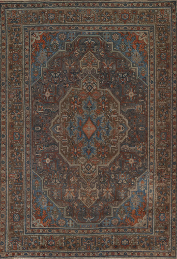 Gray Geometric Tabriz Persian Area Rug 7x10