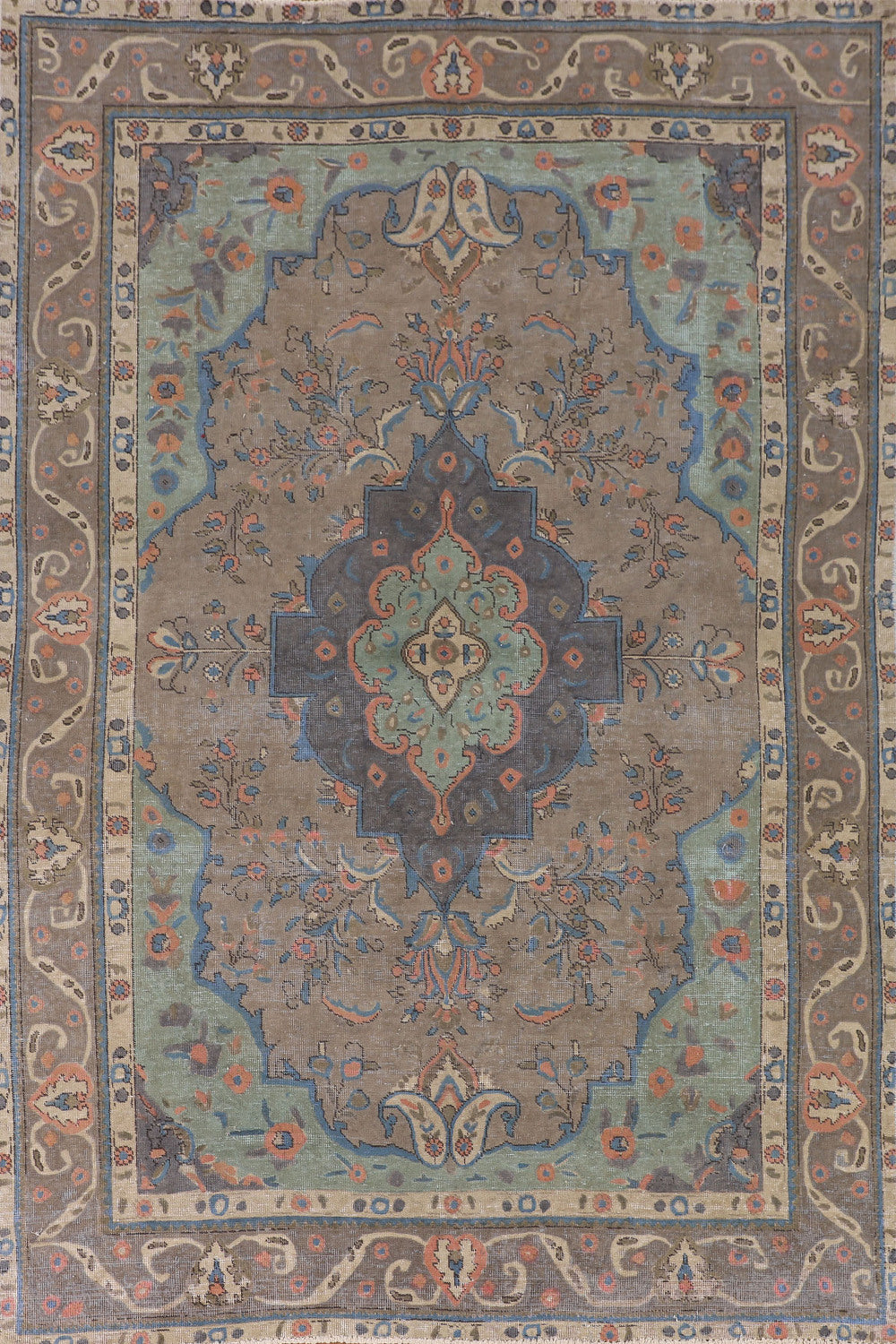 Vintage Wool Tabriz Living Room Rug 6x10