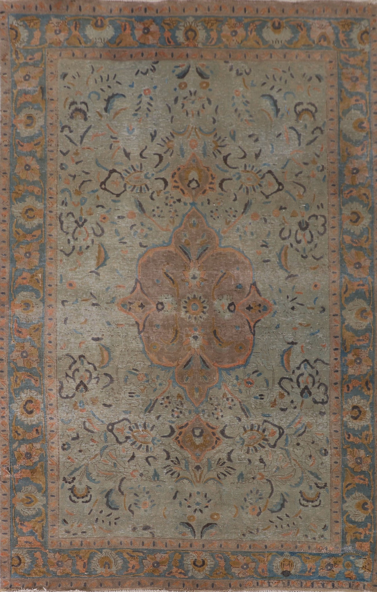 Distressed Over-Dyed Tabriz Living Room Rug 6x10