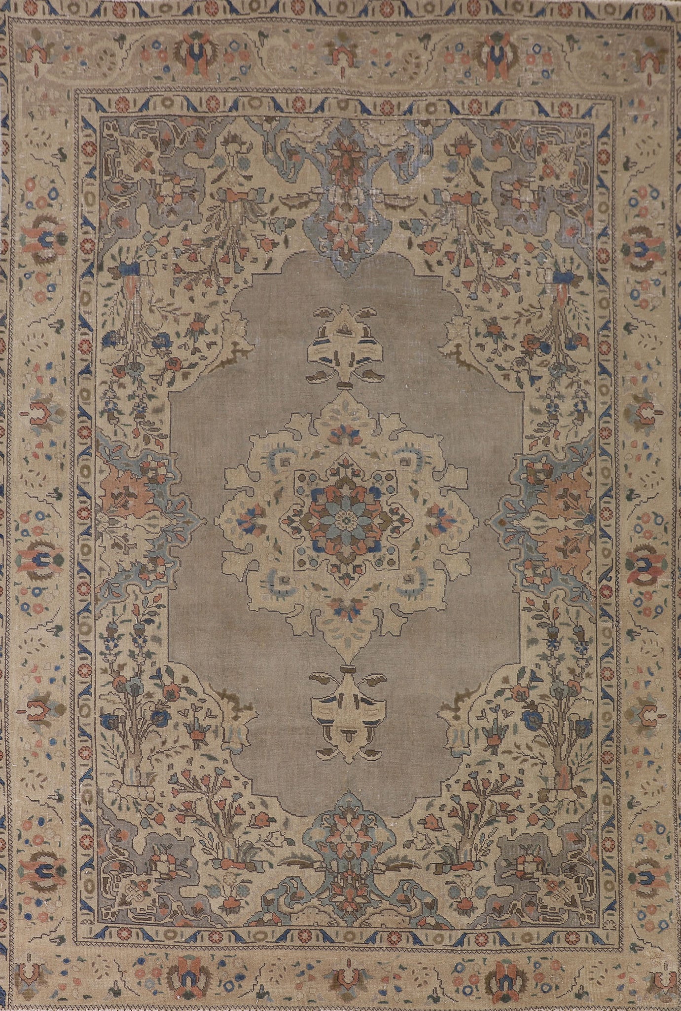 Vintage Wool Tabriz Persian Area Rug 7x9
