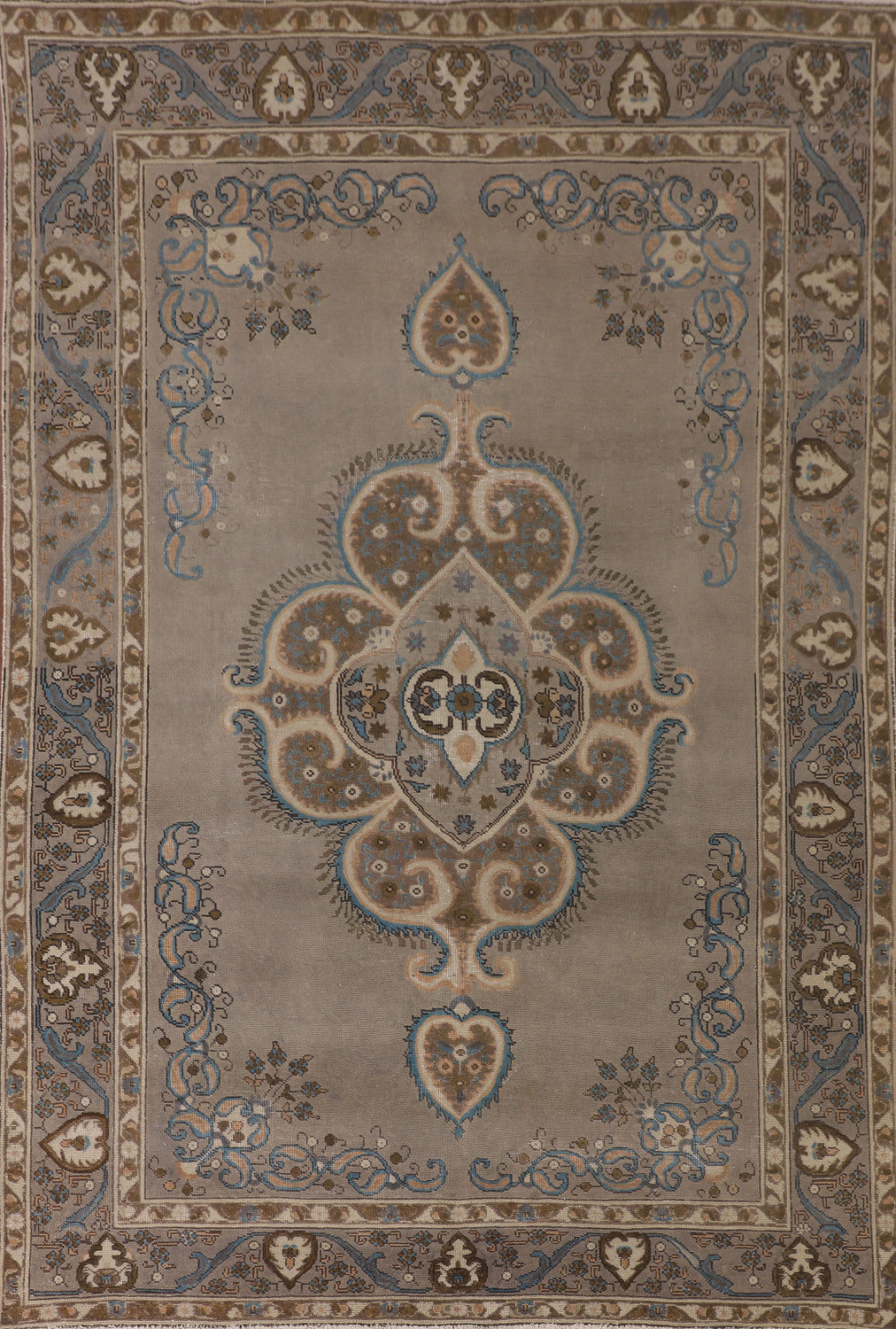 Brown Geometric Tabriz Living Room Rug 6x9