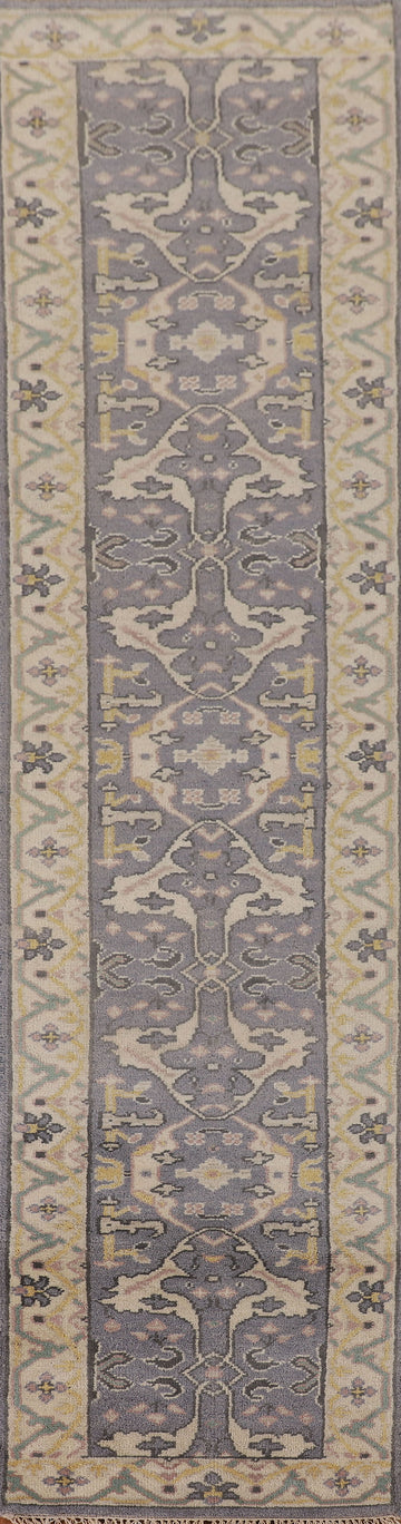 Handmade Lilac Oushak Indian Runner Rug 2x12