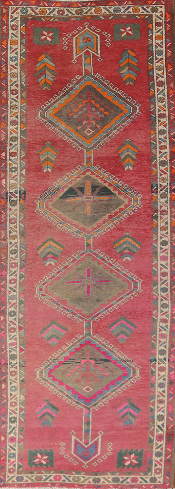 Vintage Pink Ardebil Persian Runner Rug 3x12