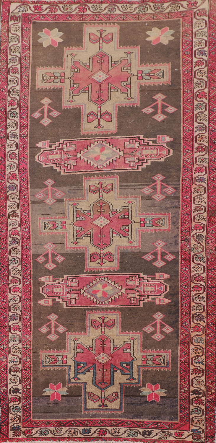 Pink & Brown Meshkin Persian Runner Rug 4x10