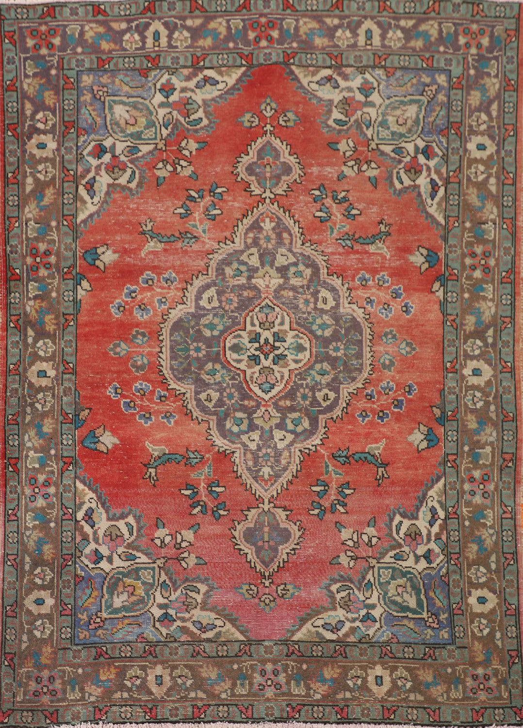 Vintage Wool Tabriz Persian Rug 5x6