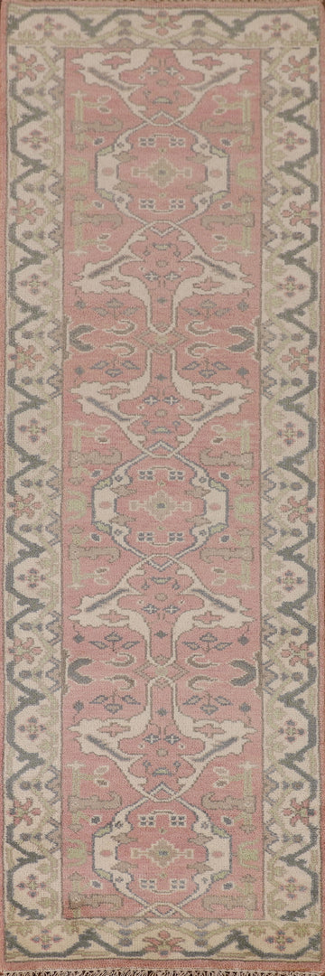 Light Pink Oushak Oriental Runner Rug 3x10