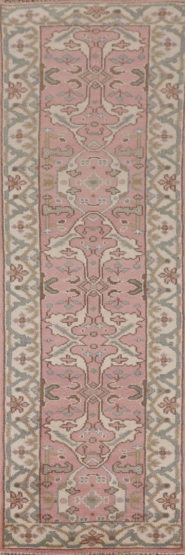 Light Pink Oushak Oriental Runner Rug 3x10