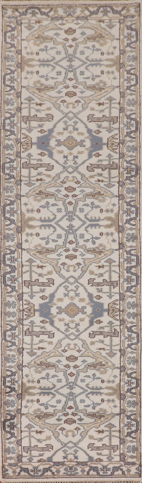 All-Over Ivory Oushak Oriental Runner Rug 3x12