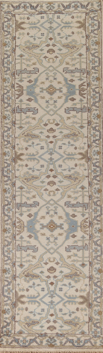 All-Over Ivory Oushak Oriental Runner Rug 3x12