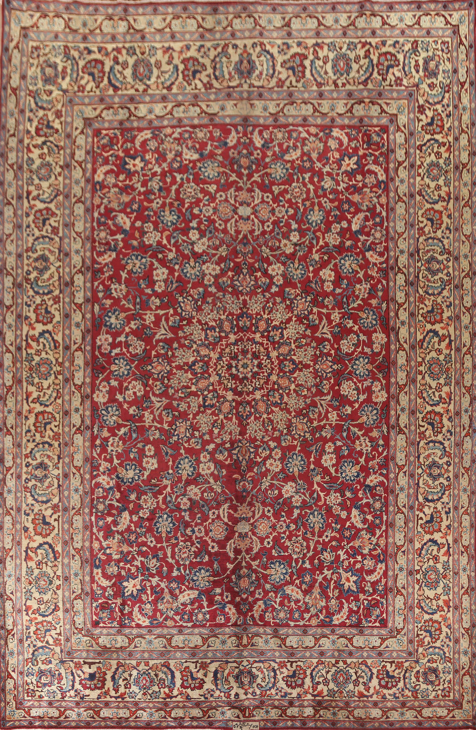 Handmade Floral Kerman Persian Large Rug 10x14