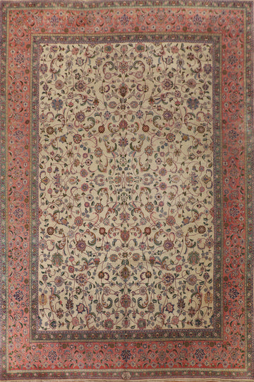 Antique Vegetable Dye Signed Tabriz Persian Rug 9x13