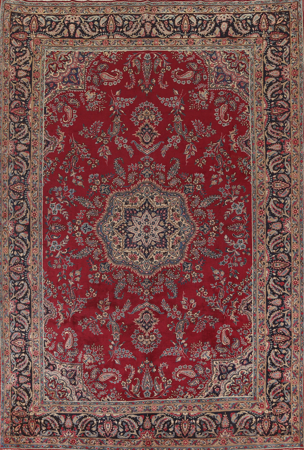 Antique Vegetable Dye Yazd Persian Area Rug 8x12