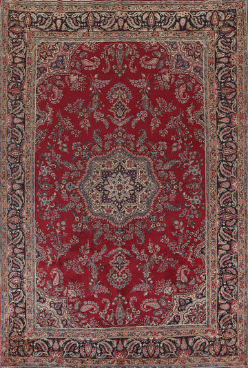 Antique Vegetable Dye Yazd Persian Area Rug 8x12