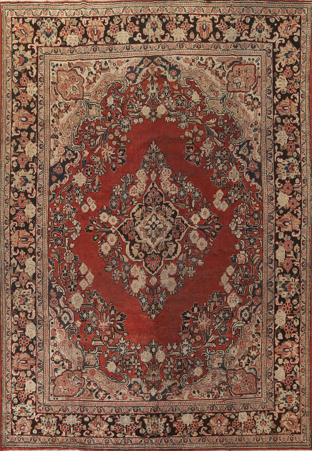 Antique Wool Mahal Persian Area Rug 9x12
