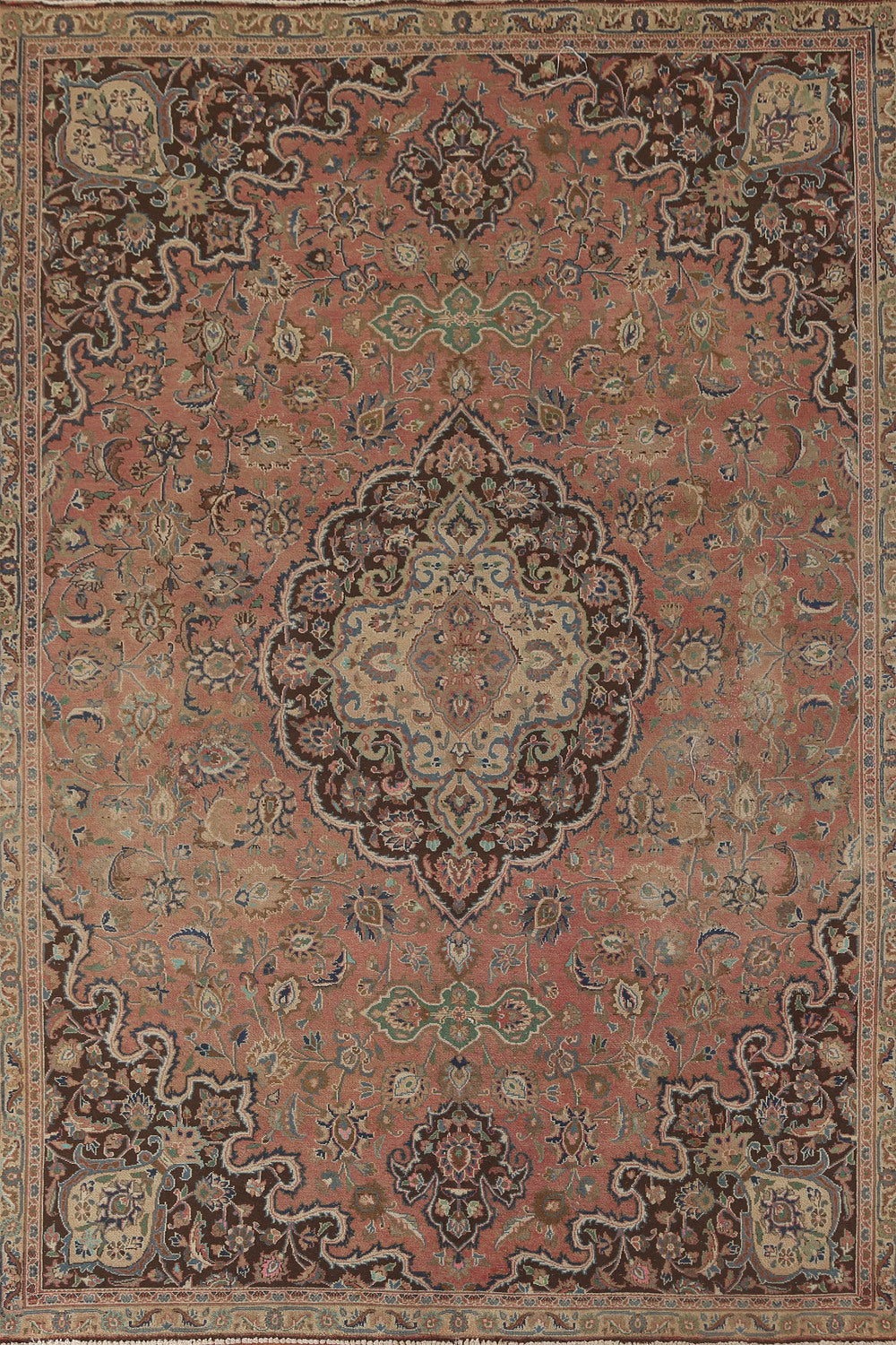 Vintage Floral Mashad Persian Area Rug 7x10