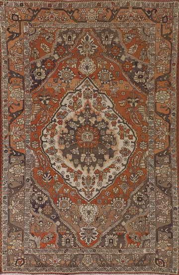 Vintage Orange Bakhtiari Persian Area Rug 7x10