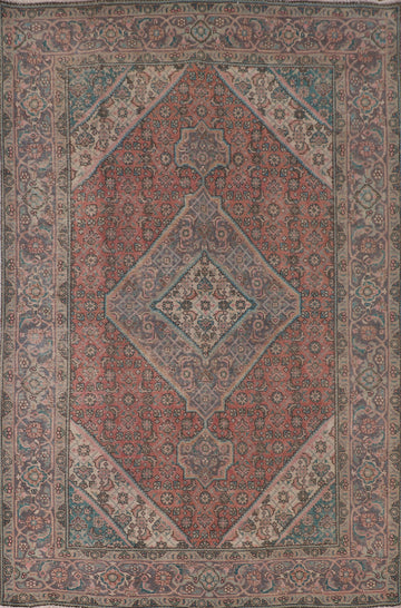 Distressed Wool Tabriz Persian Area Rug 7x10