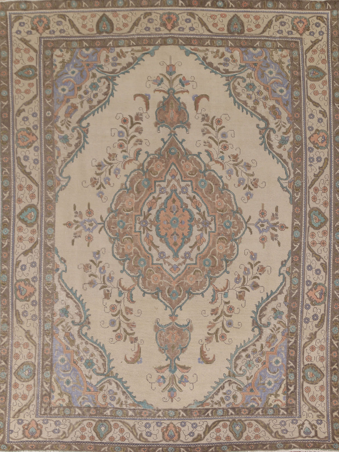 Distressed Wool Tabriz Persian Area Rug 8x11