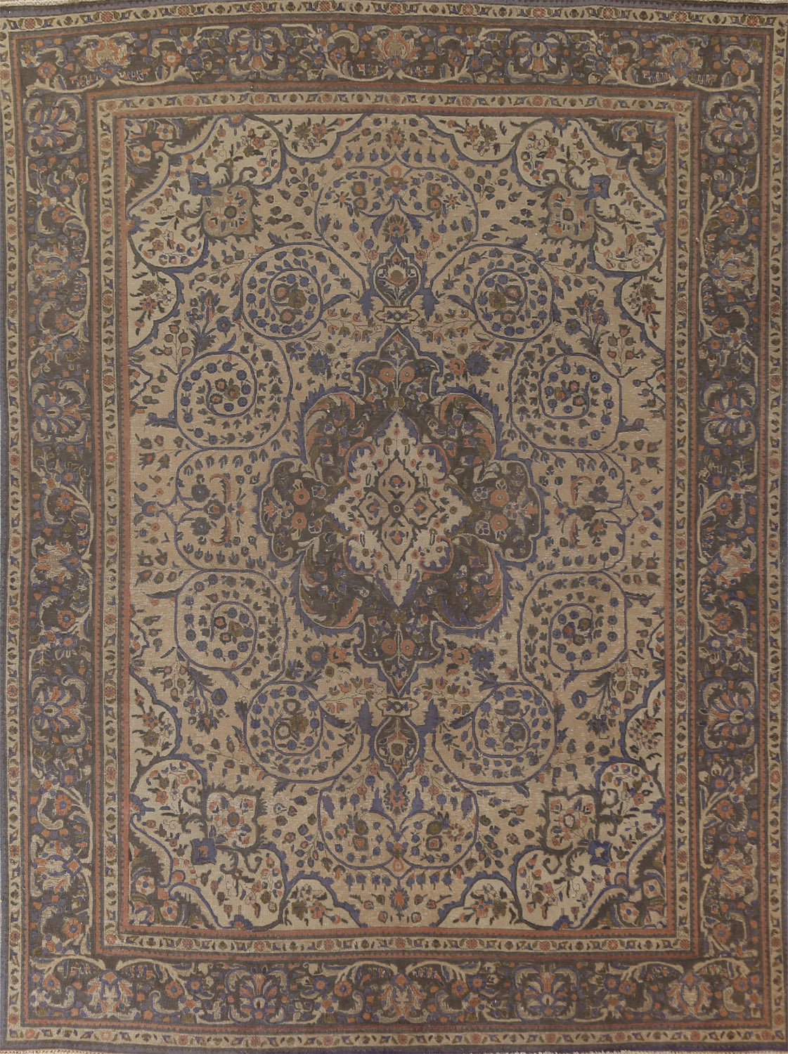 Over Dyed Floral Tabriz Persian Area Rug 10x12