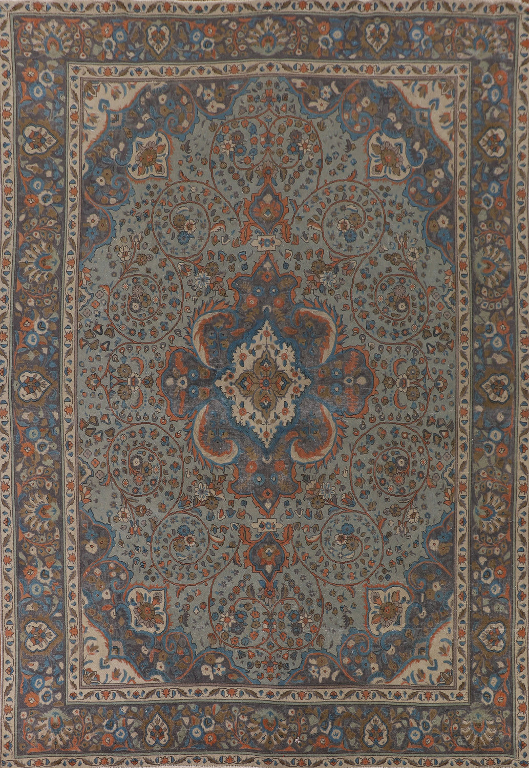 Over Dyed Blue Tabriz Persian Area Rug 10x13