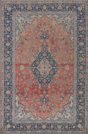 Distressed Wool Kashan Persian Area Rug 7x10