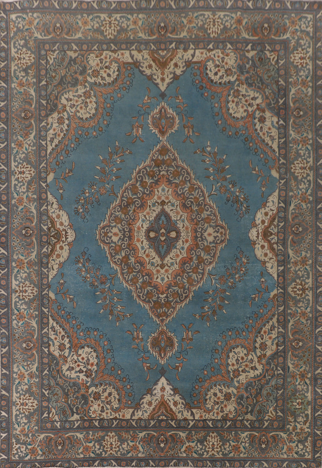 Over Dyed Blue Tabriz Persian Area Rug 10x13