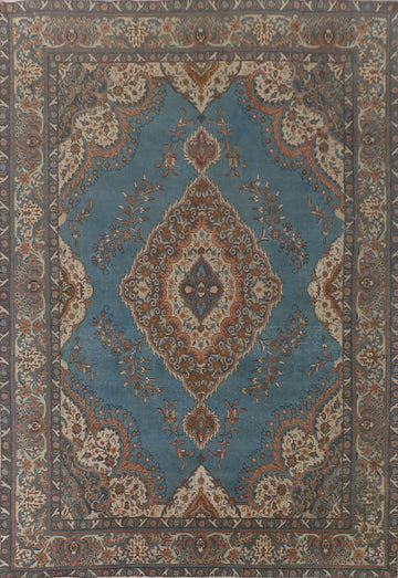 Over Dyed Blue Tabriz Persian Area Rug 10x13