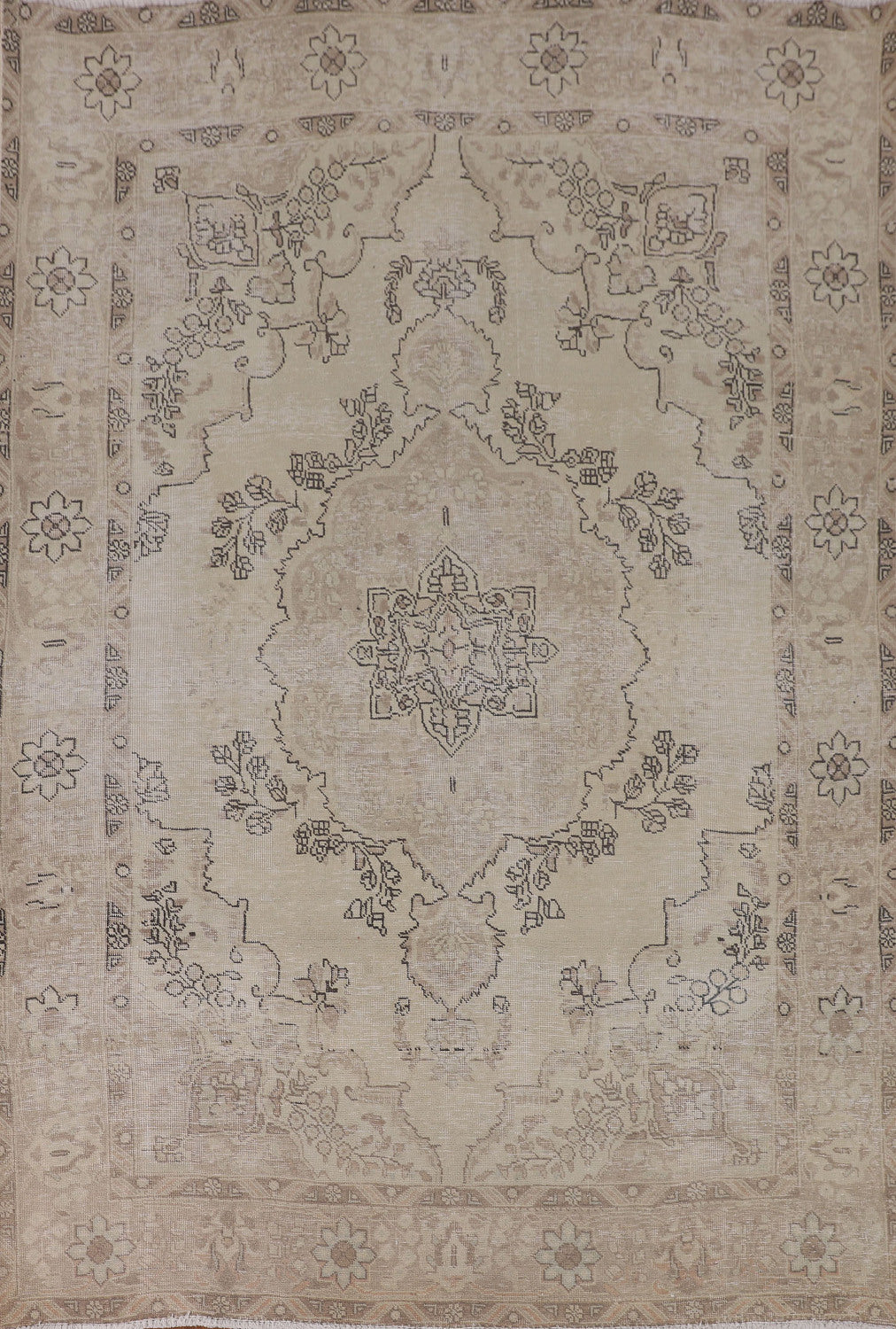 Distressed Wool Tabriz Persian Area Rug 6x9