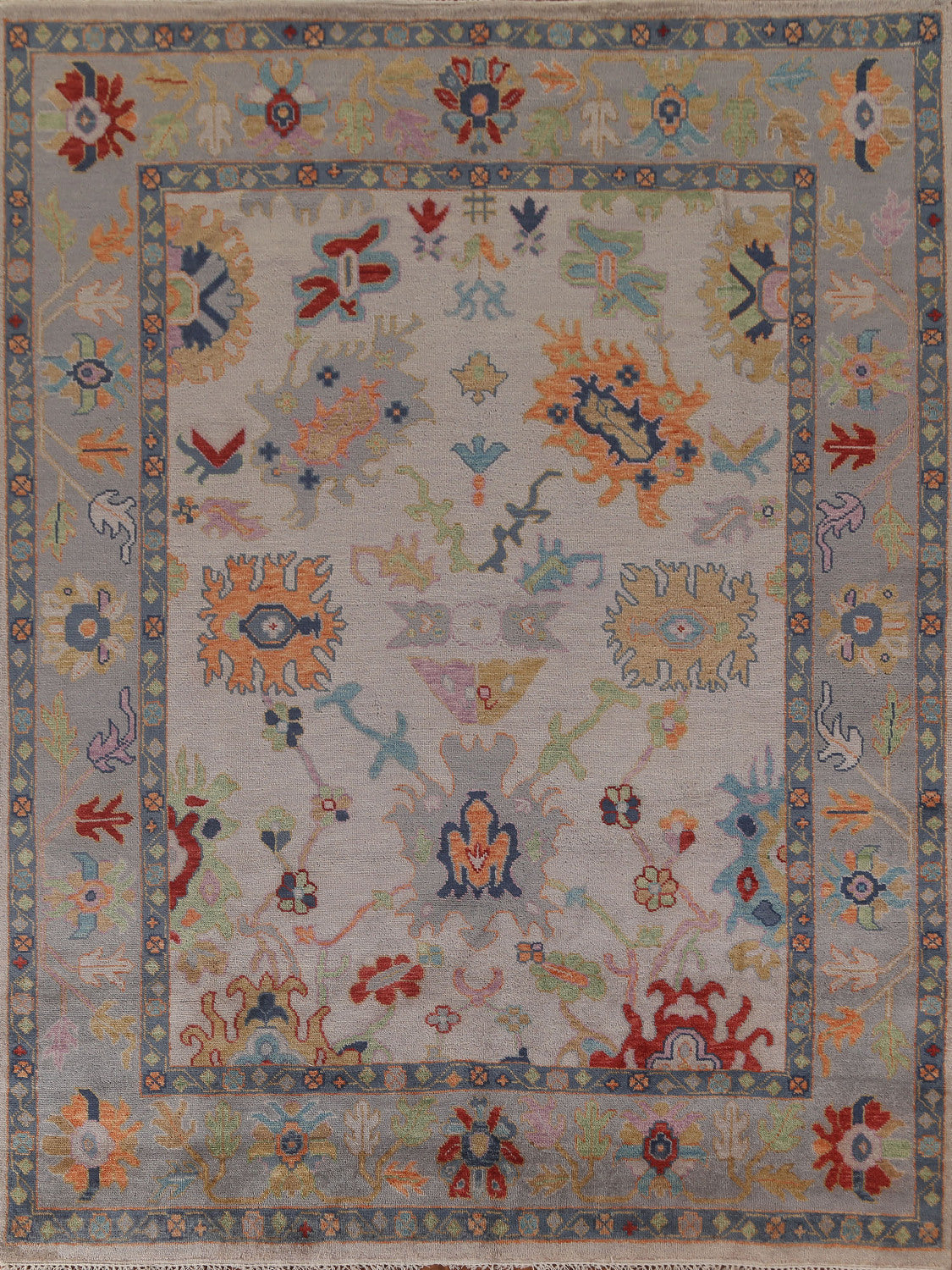 Earth Tone Floral Oushak Indian Area Rug 8x10