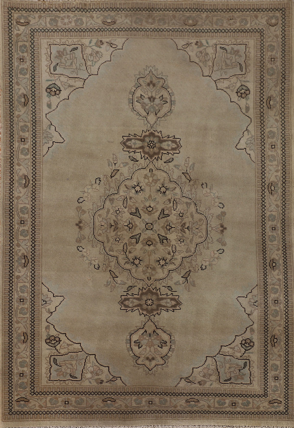 Geometric Wool Tabriz Persian Rug 4x5